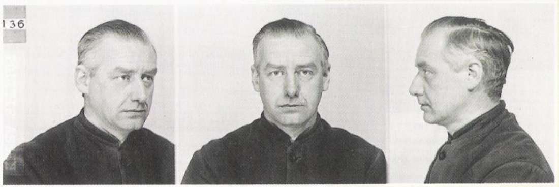 Politiefoto van Albert Gemmeker, kort na zijn arrestatie in mei 1945. Foto: Traces of War.